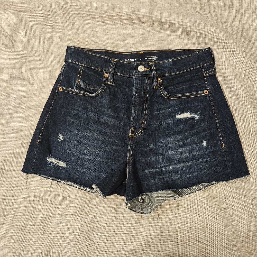 Old Navy Women's Distressed Dark Blue Jean Shorts
